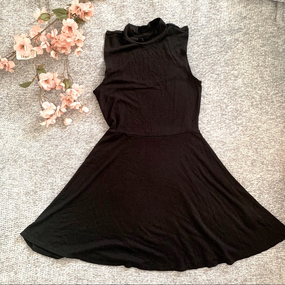 Garage brand black fit and flare skater dress